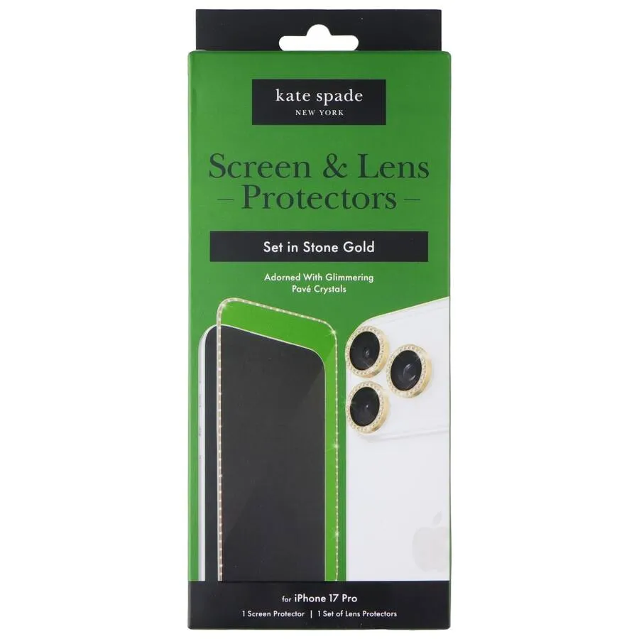 Screen & Lens Protectors for iPhone 17 Pro Max – Set in Stone Gold with Pavé Crystals