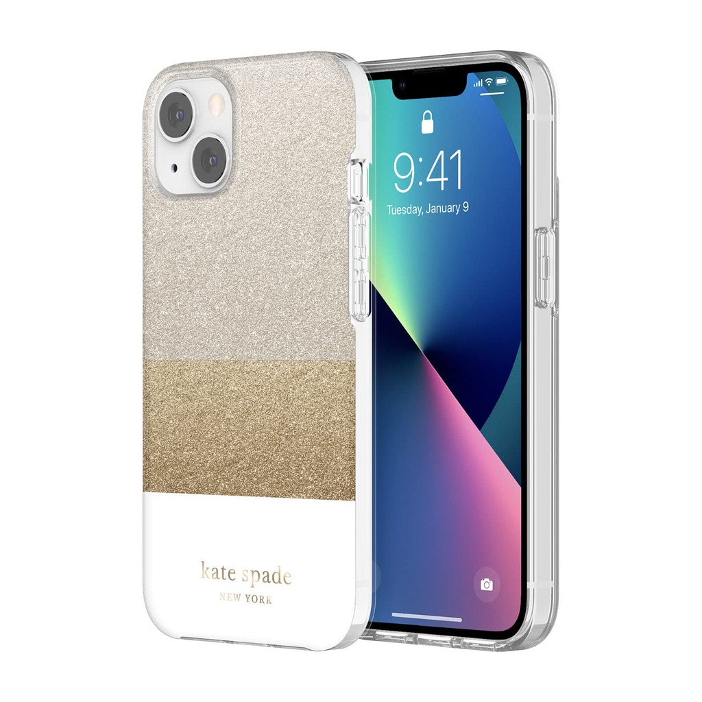 Kate Spade Protective Hardshell Case For Iphone 13 - Glitter Block White