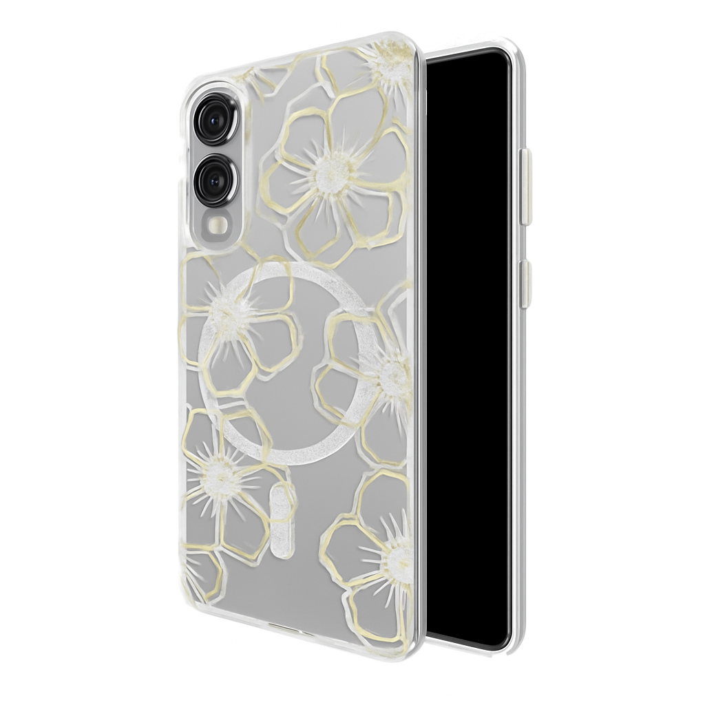 Case-Mate Floral Gems Phone Case With Magnet For Samsung Galaxy S25 Edge - Gold