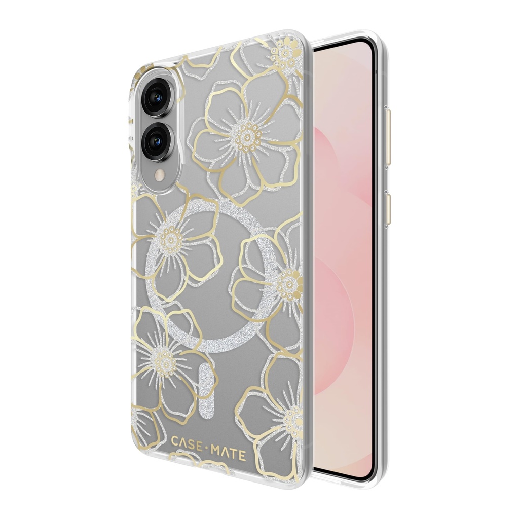 Case-Mate Floral Gems Phone Case With Magnet For Samsung Galaxy S25 Edge - Gold