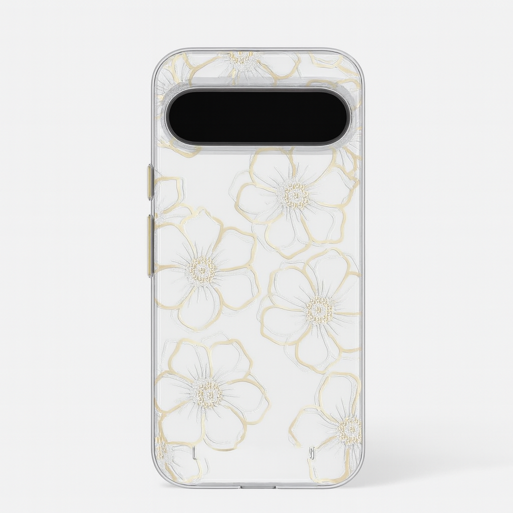 [CM.G.C.2432] Floral Gems Gold Case For Pixel 9 Pro Xl