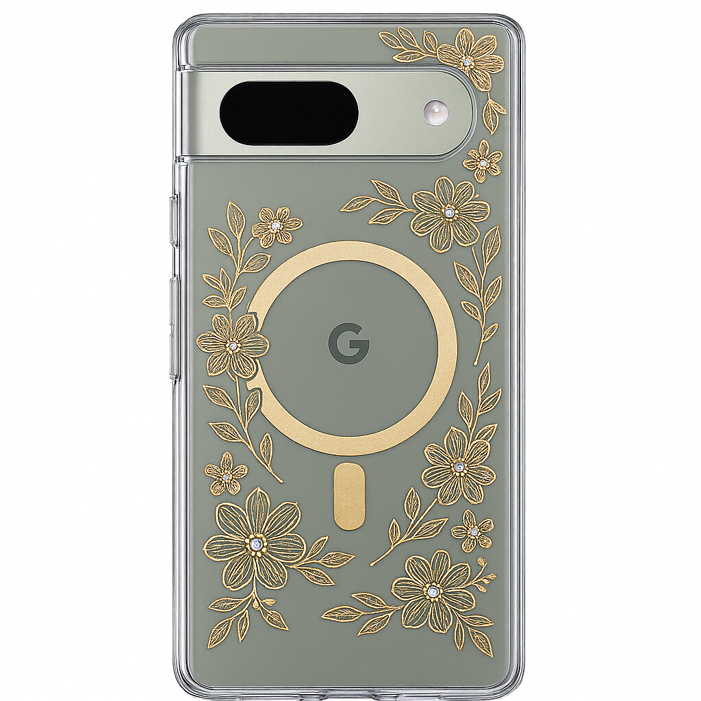 [CM.G.C.1575] Google Pixel 11 Pro (Gazelle/Grenada) Case-Mate Floral Gems - Gold w/ Magnet