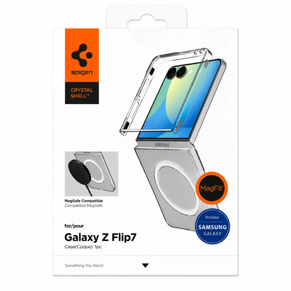 Spigen Crystal Shell MagFit Fitted Hard Shell Case for Galaxy Z Flip 7 - Clear
