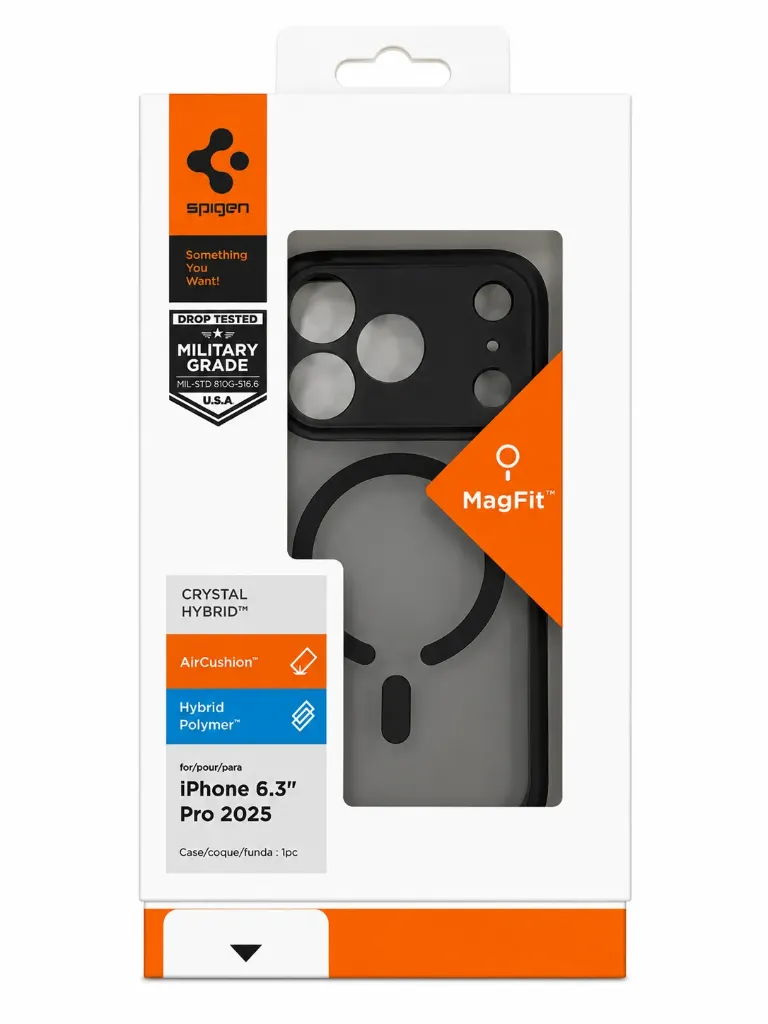 Spigen iPhone 6.3 Pro 2025 Crystal Hybrid, Black and Smoke