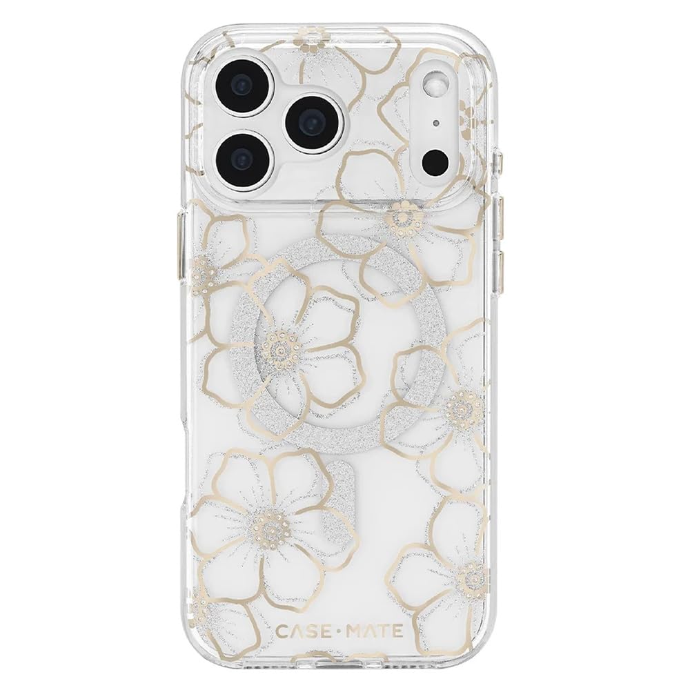 iPhone 18 Pro Max / iPhone 17 Pro Max Case-Mate Floral Gems - Gold w/ MagSafe