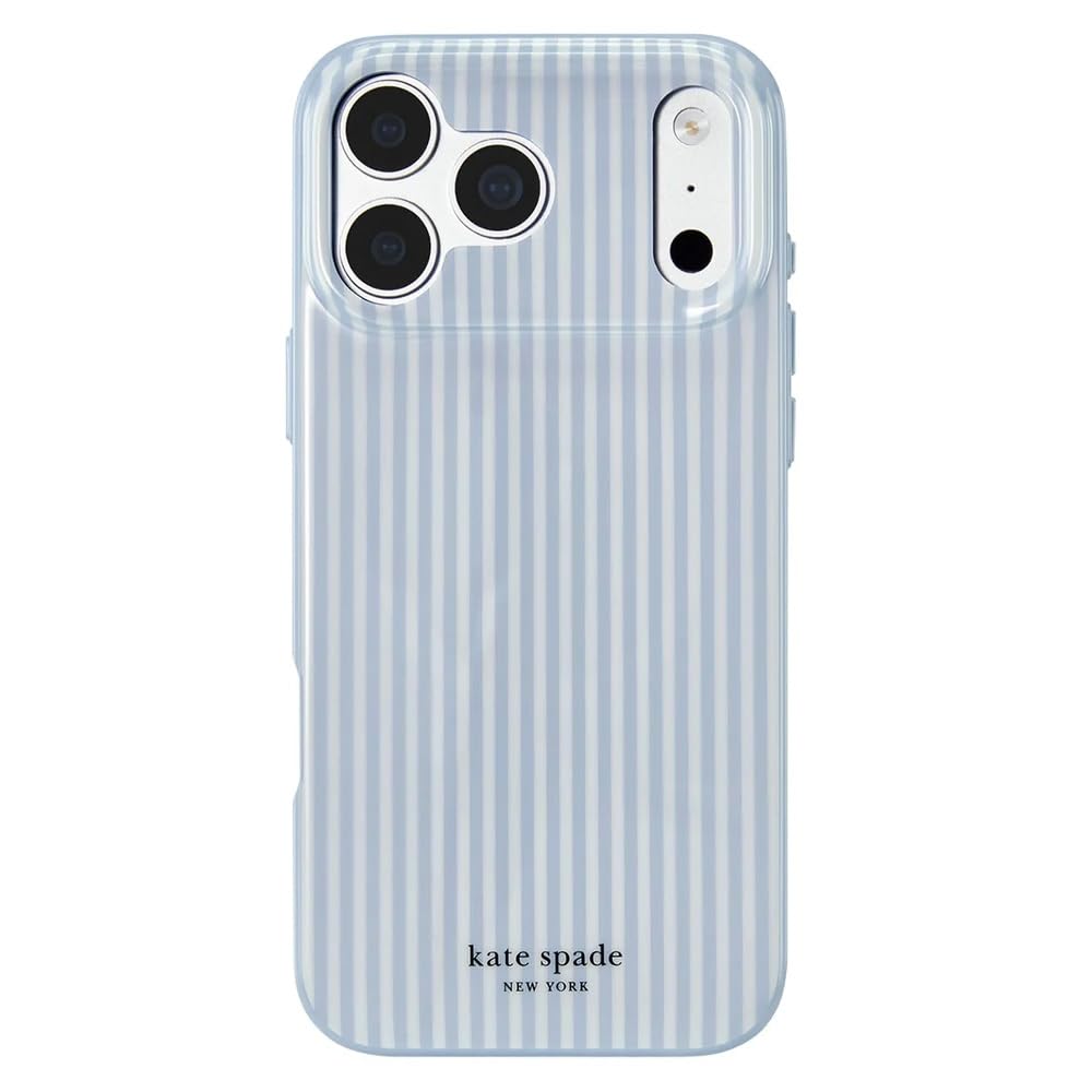 iPhone 18 Pro  / iPhone 17 Pro Kate Spade Protective - Faux Stripe Diamond Blue w/ MagSafe