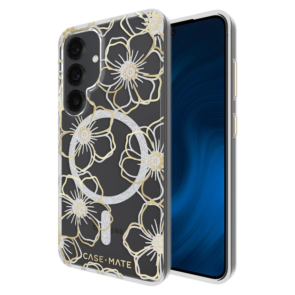 Case-Mate Floral Gems Magnetic Case For Galaxy S25 - Gold